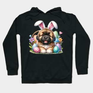 Puppy Newfoundland Bunny Ears Easter Eggs Happy Easter Day Hoodie